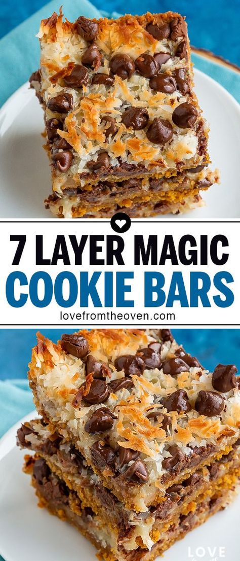 7 Layers Cookie Bars, Easter 7 Layer Bars, Seven Layer Dessert Bars, 7 Layer Christmas Cookie Bars, Double Delicious Cookie Bars, 7 Layer Bar Cookies, Layered Bars Recipe, Layered Bar Cookies, Sheet Bar Recipes