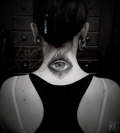 Eye Neck Tattoo | Best tattoo ideas & designs Eye Neck Tattoo, 3rd Eye Tattoo, Ojo Tattoo, Nape Tattoo, Tattoo Neck, Throat Tattoo, Back Of Neck Tattoo, Omerta Tattoo, Skeleton Hand Tattoo