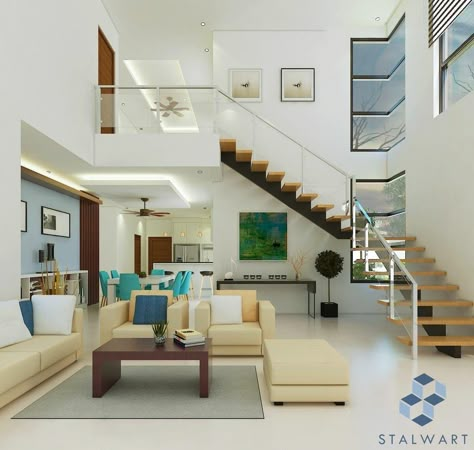 2 Storey Living Room Ideas, Living Room Duplex Design, 2 Storey House Interior, Duplex Living Room Interior Design, Small Duplex House Design Interiors, Duplex House Design Interiors, Duplex House Interior Design, Small Duplex House Design, Duplex House Interior