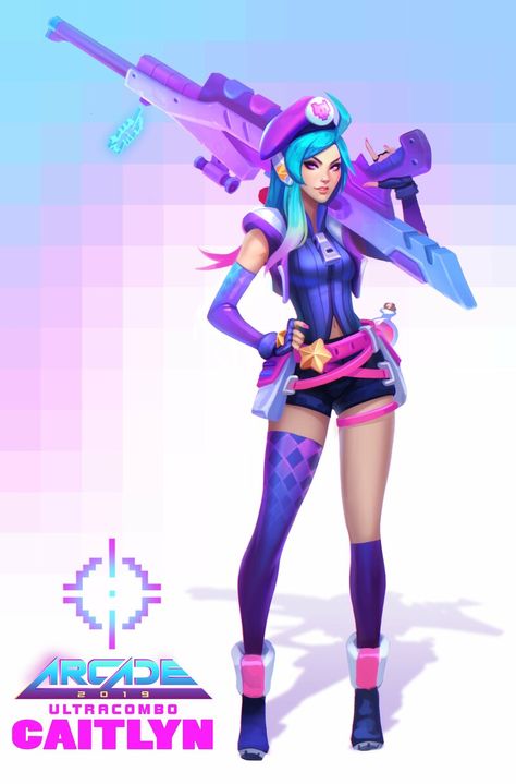 ArtStation - Arcade Caitlyn, Thomas Randby Cute Arcade Outfits, Arcade Caitlyn, Liga Legend, Game Arcade, Cyberpunk Clothes, Jinx League Of Legends, Cyberpunk Style, Riot Games, Alan Walker