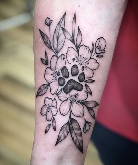 Cat Paw Tattoos, Memorial Tattoo Designs, Pawprint Tattoo, Paw Tattoo, Floral Tattoo Sleeve, Cute Tattoos For Women, Classy Tattoos, Memorial Tattoos, Tattoo Sleeve Designs