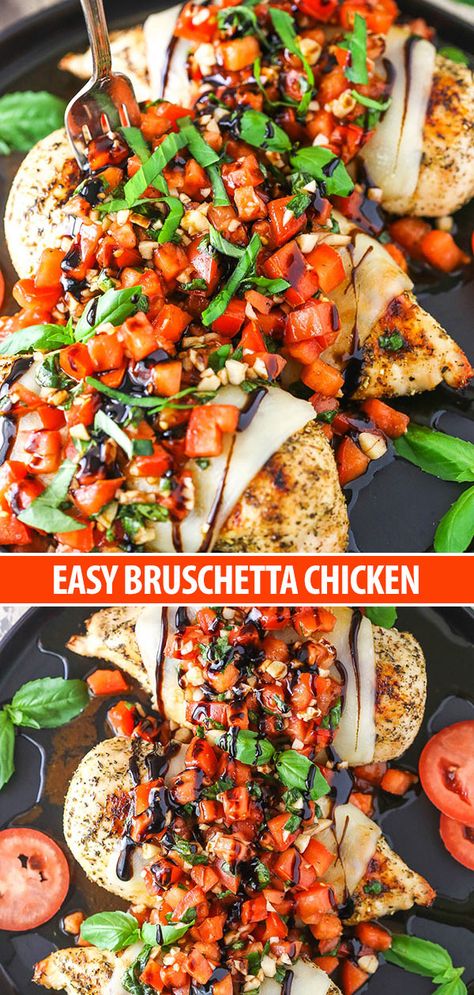 Chicken Breast Pieces, Making Healthy Food, Chicken Bruschetta Recipe, Easy Bruschetta, Bruschetta Chicken, Food Cookies, Bruschetta Recipe, Simple Chicken, Recipes Casserole