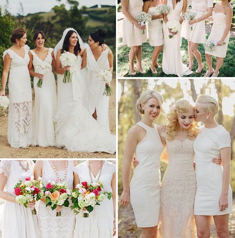 2015 Wedding Trends | White Bridesmaids Dresses | www.onefabday.com White Bridesmaids Dresses, Top Wedding Colors, 2015 Wedding Trends, Gorgeous Bridesmaid Dresses, Top Wedding Trends, Vegan Wedding, White Bridesmaid, 2015 Wedding, Bridesmaid Inspiration