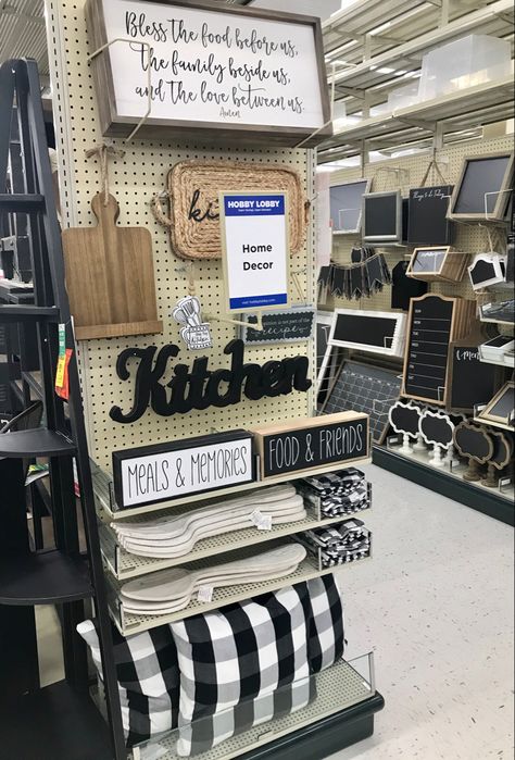 Hobby Lobby Kitchen, Hobby Lobby Home Decor, Craft Market Display, Bless The Food, Craft Market, Market Display, Warm Home Decor, Kitchen Display, Market Displays