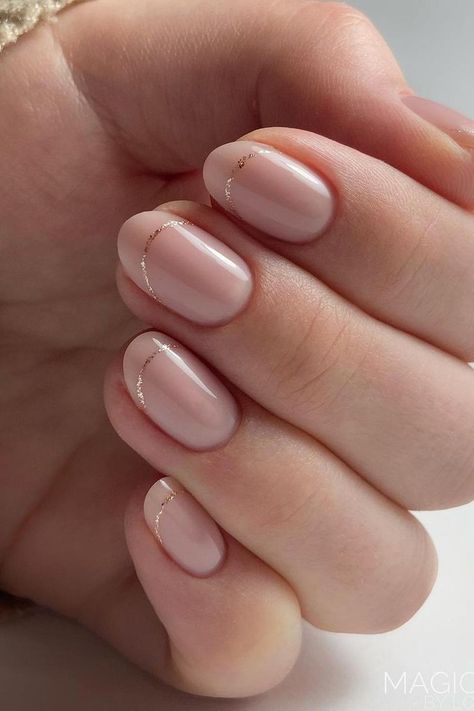 47 Chic & Beautiful Nude Nails for a Classy Manicure Subtle Nails Gel, Nude November Nails, Classy Wedding Nails Bridesmaid, Delicate Nails Classy Short, Minimal Gel Nail Designs, Nude Nails With Pink Design, Nude Engagement Nails, Blush Bridal Nails, Tan Tip Nails