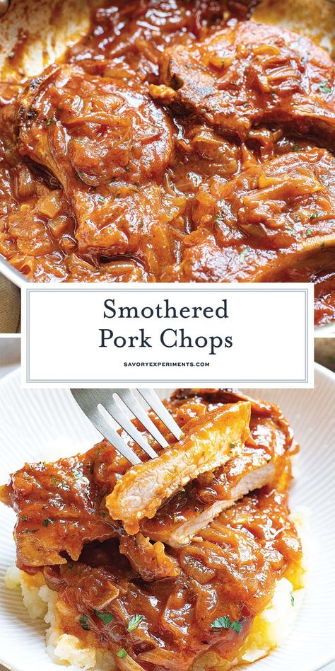 Smothered Pork Chops Instant Pot, Best Smothered Pork Chops, Homemade Onion Gravy, Brown Gravy Packet, Braised Pork Chops, Smothered Pork Chops Recipe, Pan Seared Pork Chops, Pork Casserole, Gravy Packet