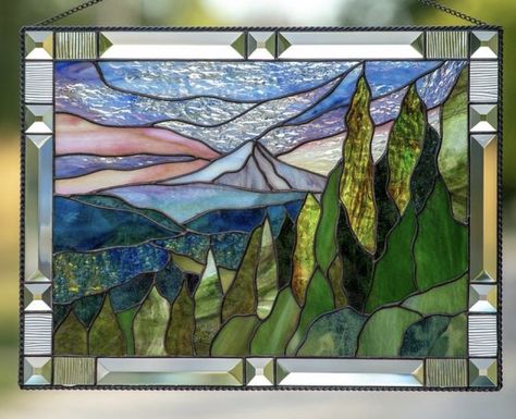 Landscape Mosaic, Stained Glass Quilt, Christmas Arts And Crafts, Stained Glass Window Panel, Stained Glass Decor, Stained Glass Ornaments, Stained Glass Suncatchers, Stained Glass Flowers, Stained Glass Diy