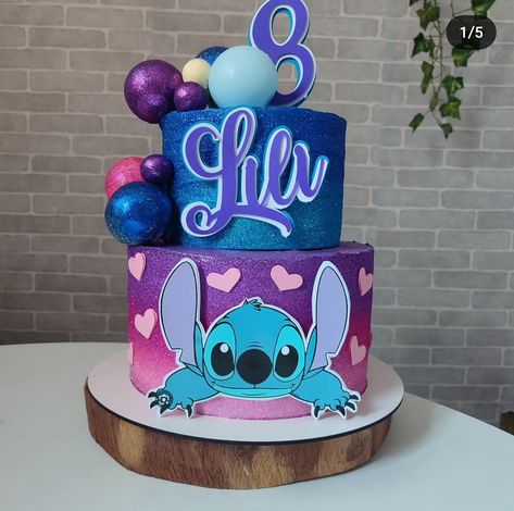 2 Tier Stitch Birthday Cake, Pink Stitch Cake, Bolos Do Stitch, Lilo And Stitch Cake, Stitch Cake, Stitch Birthday, Lilo And Stitch Quotes, Two Tier Cake, Girly Party