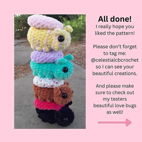 Crochet Bug Free Pattern, Bug Pattern, Halloween Instagram, Crochet Spring, Valentines Crochet, Love Bug, Crochet Items, January 12, Halloween Crochet