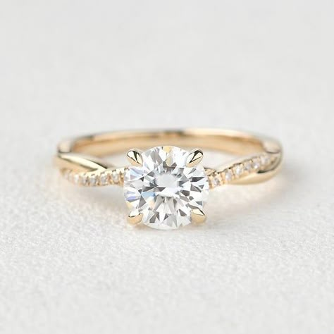 Infinity Engagement Ring, Prong Engagement Rings, Engagement Rings Twisted, Cute Engagement Rings, Future Engagement Rings, Yellow Engagement Rings, Gold Solitaire Ring, Twisted Band, Dream Engagement Rings