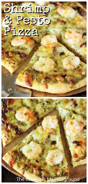 Pescatarian Pizza Recipes, Seafood Cravings, Shrimp Pizza, Pesto Pizza Recipe, Dinner Recepies, Ooni Pizza, Seafood Pizza, Pesto Recipes, Pesto Shrimp