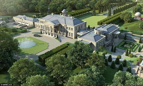 Mega-mansion: Windlesham House, another Consero development will boast 15 bedrooms, all wi... English Mansion, Mansion Plans, Big Mansions, New York Penthouse, Mansion Exterior, Mansion Designs, Dream Mansion, Mega Mansions, Modern Mansion