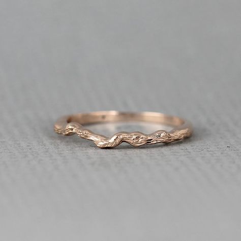 14K Rose Pink Gold Twig Ring Wedding Band Stacking Rings Thorn Wedding Ring, Nature Inspired Ring, Alternative Engagement Rings Vintage, Ruby Engagement Ring Set, Gold Twig Ring, Handfasting Ceremony, Rose Gold Stackable Rings, Rings Pandora, Gold Twigs