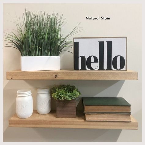 Bathroom Shelving Ideas, Floating Shelves Farmhouse, Wood Plank Shelves, Floating Wood Shelves, Wood And Metal Shelves, Above Toilet, Shelves Above Toilet, Kitchen Floating Shelves, Bathroom Shelving