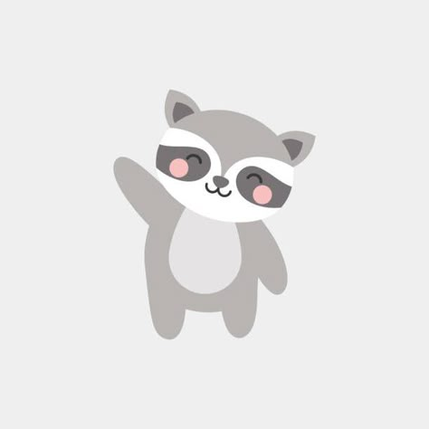 Raccoon Painting Easy, Raccoon Art Illustration, Racoon Drawings Easy, Kawaii Animals Drawings, Raccoon Kawaii, Racoon Illustration, Baby Racoon, Small Embroidery Designs, Raccoon Clipart