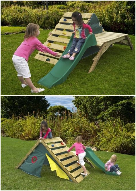 diy climbing structure for toddlers - Google Search (use "a-frame bracket" for climbing wall) Pallet Rock Climbing Wall Diy, Pallet Rock Climbing Wall, Pallet Climbing Wall, Diy Toddler Climbing Structure, Diy Climbing Frame, Toddler Climbing Wall, Toddler Climbing, Backyard Kids Play Area, Play Area Backyard