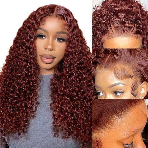 PRICES MAY VARY. Reddish Brown Water Wave Human Hair Lace Front Wig Material : 100% Unprocessed Virgin Brazilian Human Hair Wigs,13x4 HD transparent lace,reddish brown wig,newest colored cooper red brownish curly wig,curly lace front wig human hair wigs, reddish brown colored cooper red brownish curly wig health and safety .soft and comfortable. Brownish Colored Jerry Curly 13x4 Hd Lace Front Wigs Human Hair Texture : reddish brown curly 13x4 lace front human hair wig for black women dark red co Color Castaño, Curly Lace Frontal, Curly Color, Curly Lace Wig, Wig Material, Kinky Curly Wigs, Curly Human Hair Wig, Curly Lace Front Wigs, Wigs Human Hair