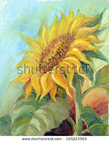 Sunflower,  oil painting on canvas - stock photo Sunflower Oil Painting, Sunflower Poster, So You, Sunflower Wall Art, Sunflower Canvas, Hur Man Målar, The Sunflower, Sunflower Art, Sunflower Painting