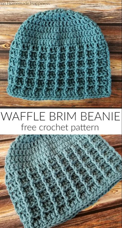 Waffle Brim Beanie Crochet Pattern (CAL for a Cause) | Hooked on Homemade Happiness Crochet Bottom Up Hat, Free Crocheted Hat Patterns, Easy Crotchet, Waffle Hat, Crochet Pikachu, Crocheted Beanies, Beanie Pattern Free, Crochet Beanie Pattern Free, Crochet Adult Hat