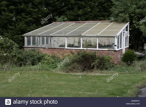 Old Greenhouse with Dwarf Brick Walls in Grounds of Georgian Manor House Estate Stock Photo Brick Greenhouse, Old Greenhouse, Georgian Manor House, Georgian Windows, Window Greenhouse, Georgian Manor, East Riding Of Yorkshire, Brick Walls, Manor House