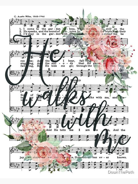 Hymn Art Printable, Sweet By And By Hymn, Watercolor Hymn Art, In The Garden Hymn Art, He Giveth More Grace Hymn, Faith Art Journaling, Inspirational Verses, Faith Art, Happy Smile