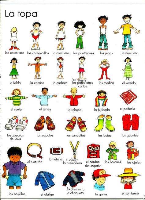 Clothes In Spanish, Spanish Expressions, Spanish Basics, Homeschool Spanish, Spanish Lessons For Kids, Learning Spanish Vocabulary, Spanish Worksheets, Spanish Lesson Plans, Spanish Teaching Resources