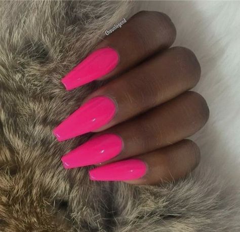 pjnterest // liluzitee ✨ Pink Nails Sns, Hot Pink Nails, Nails Pink, Pink Acrylic Nails, Nails Gel, Neon Nails, Orange Nails, Girls Nails, Cute Acrylic Nails