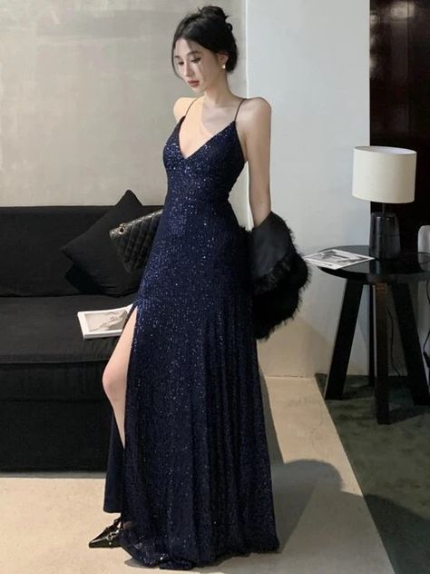 Women's Backless V-Neck Split Maxi Dress Sexy Slim Evening Gown Luxury Dresses Fashion Robe Birthday Party Spring Autumn New - AliExpress Wedding Swimwear, Luxury Dresses, Maxi Dress Prom, Split Maxi Dress, Midi Dress Summer, Luxury Dress, Evening Party Dress, Issey Miyake, Party Dresses For Women