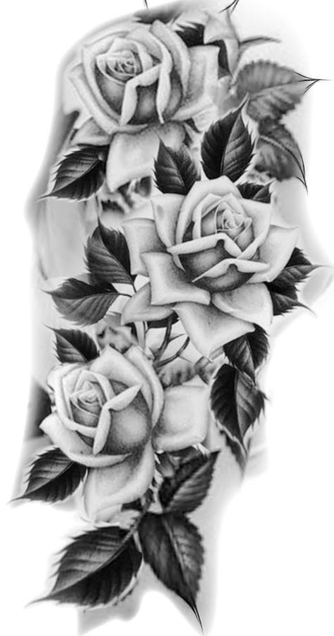 Rose Tattoo Stencil, Realistic Rose Tattoo, Rose Reference, Skull Rose Tattoos, Rose Flower Tattoos, Rose Drawing Tattoo, Rose Tattoo Sleeve, Lion Tattoo Sleeves, Full Sleeve Tattoo Design