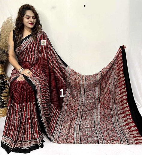 New Arrival Pure Hand block Print Modal Silk Ajrakh Saree, Organic Attractive Red And Black Colors, Skin Friendly, Silk Sarees for Women Lagdi Patta Dupatta, Amazing Facts For Students, Sarees For Women, Organic Colors, Hand Block Print, Beautiful Saree, Blouse Piece, Red And Black, Silk Fabric