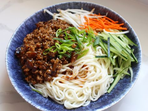 Pork Zha Jiang Mian (炸酱面)  — Toothsome Bites Pork Sauce, Dry Noodles, Wheat Noodles, Lean Pork, Pork Cutlets, Asian Noodles, Fried Pork, All Vegetables, Cooking Wine