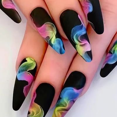 Temu | Explore the Latest Clothing, Beauty, Home, Jewelry & More Long Black Nails, Almond Press On Nails, Press On Nails Long, Colorful Graffiti, Stylish Nails Designs, Graffiti Designs, Fake Nail, Nail Patterns, Nails Long