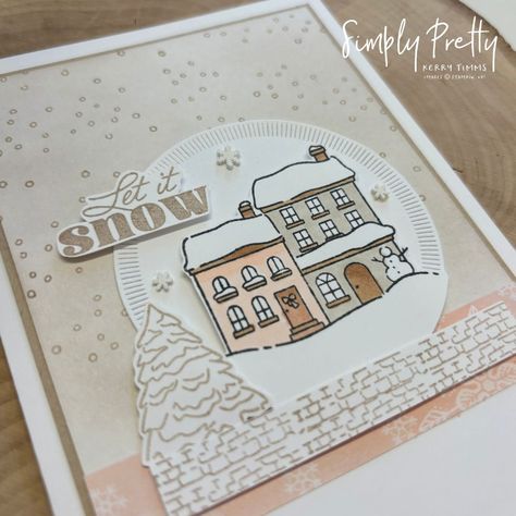 Pretty little Christmas scenes using the Yuletide Village stamps from Stampin' Up! - Simply Pretty by Kerry Timms Stampinup Yuletide Village, Stampin Up Yuletide Village Cards, Stampin Up Snowy Wonder, Yuletide Village Stampin Up Cards, Stampin Up Yuletide Village, Yule Tide, Creative Card, Christmas Card Inspiration, Falling Snow