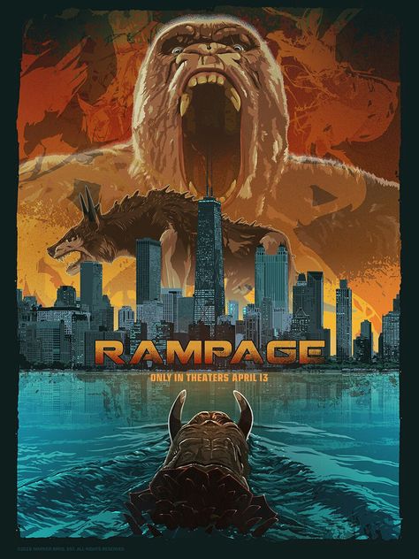 Rampage movie poster #RAMPAGE #movieposters #movietwit #MovieBuff #MovieReview #movietalk #movies #fantasy #action #adventure Rampage Movie, Giant Monster Movies, Batman Superman Wonder Woman, Hollywood Poster, Horror Monsters, Kaiju Art, The Rock Dwayne Johnson, Japanese Movies, Giant Monsters