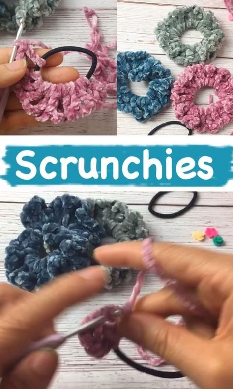 Who would have thought you can make your own velvet scrunchies! You know how much I love velvet and I have been obsessed with velvet yarn. I made this Velvet Crochet Sweater and had some leftover y… #knittingideas #macrame #knitting Scrunchies Pattern, Projek Mengait, Velvet Crochet, Crochet Scrunchies, Diy Hair Scrunchies, Scrunchies Diy, Confection Au Crochet, Crochet Clothes For Women, Crochet Hair Accessories