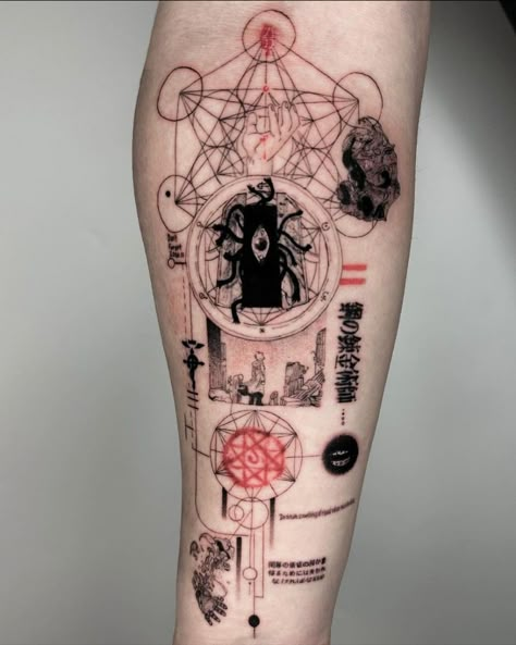 Fmab Tattoo Idea, Fmab Tattoo, Fma Tattoo, Collar Bone Tattoo For Men, Pokemon Tattoos, Pokemon World, Cyberpunk Tattoo, Nerdy Tattoos, Naruto Tattoo