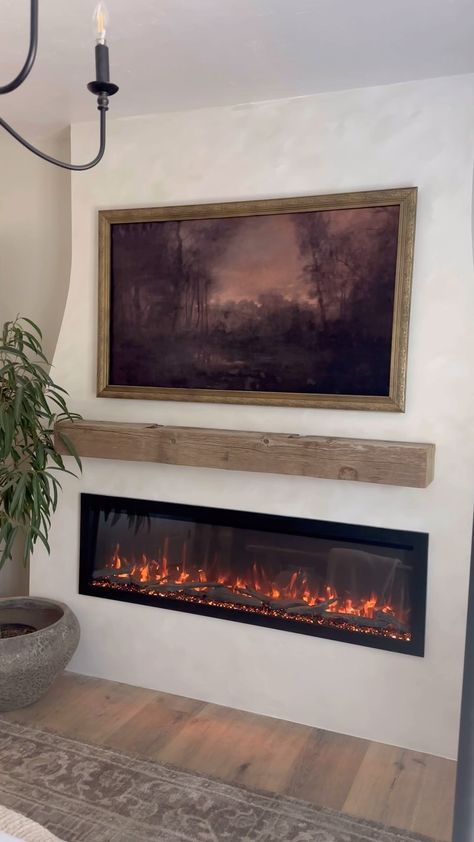 Kristina Evans | I wish it went that fast! It did only take 3 days adding a fireplace into our master bedroom tho using the Modern Ember Highmark electric… | Instagram Electrical Fireplace Bedroom, Wall Fireplace Bedroom, Limewash Electric Fireplace, Bedroom Electric Fireplace Ideas Master, Bedroom Fireplace Ideas Electric, Primary Bedroom With Fireplace, Fireplace In Master Bed, Bedroom With Electric Fireplace, Fireplace Wall Bedroom