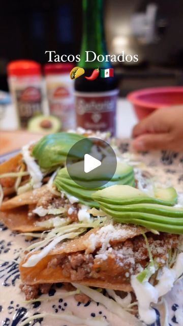 Maria | Pizquita de Sal | Mexican Recipes on Instagram: "Tacos Dorados Recipe 👇🏽👇🏽👇🏽👇🏽👇🏽

#tacosdorados #mexicanfood 

Ingredients:

For the Tacos:
- 1 lb ground beef (85/15)
- 1 teaspoon salt
- Black pepper, to taste
- Drizzle of oil
- ½ onion
- 2 Roma tomatoes
- 3 cloves garlic
- Tortillas (corn or flour)
- Refried beans
- Shredded cabbage
- Salsa de tomate
- Mexican crema
- Queso cotija
- Sliced avocados

Instructions:

1. Cook the Beef:
 - Heat a drizzle of oil in a pan over medium heat.
 - Add 1 lb ground beef and cook until browned, breaking it up as it cooks.
 - Season with 1 teaspoon salt and a good amount of black pepper.
 - When the beef is mostly browned, add 3 minced garlic cloves. Cook until the beef is fully browned and the garlic is fragrant. 
 - Cover and set asid Cabbage Salsa, Tacos Dorados, Mexican Crema, Roma Tomatoes, Refried Beans, Minced Garlic, Ground Beef, Garlic Cloves, Mexican Food Recipes