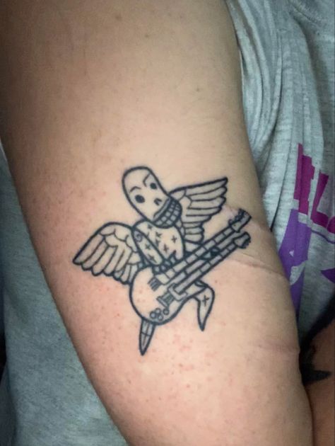 Hero Tattoo Ideas, Tattoo Ideas Guitar, Simple Guitar Tattoo, Guitar Tattoo Ideas, Tattoo Ideas Simple, Simple Guitar, Hero Tattoo, Lavender Tattoo, Movie Tattoos