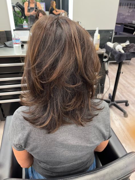 Heavily Layered Short Hair, Short Layers Haircuts For Medium Hair, Lots Of Layers Short Hair, Medium Short Hair With Layers, Cute Haircuts For Thick Hair, Wolf Cut Mid Length, Mid Length Wolf Cut, Shoulder Length Layered Bob, Shoulder Length Wolf Cut