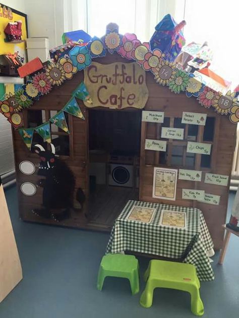 Gruffalo cafe What Ever Next Story Eyfs Activities, Gruffalo Cafe Role Play, Gruffalo Activities Eyfs, Book Corner Eyfs, Gruffalo Eyfs, Gruffalo Activities, Winter Animal Crafts, Reception Classroom, Fun Lesson Plans