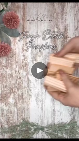 1.2M views · 9.2K reactions | 🎃Cheap & Easy Dollar Tree Jenga Block Pumpkins! | Barefoot & Freckled, LLC | Barefoot & Freckled, LLC · Original audio Jenga Block Pumpkins, Dollar Tree Fall Decor Ideas, Fall Videos, Block Pumpkins, Fall Crafting, November Crafts, Jenga Blocks, Fall Decor Dollar Tree, Senior Center