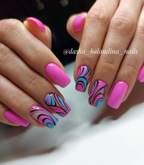 Bright Nail Art, Art Deco Nails, Summer Nail Art, Fancy Nails Designs, Trendy Nail Art Designs, Geometric Nail, Pretty Nail Art, Summer Nails Colors, 2024 Trends