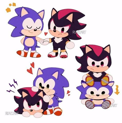 Sonadow Cute, Sonic X Shadow Fanart, Shadow Fanart, Shadow X Sonic, Sonamy Comic, Cute Sonic, Sonic Y Shadow, Shadow And Sonic, Sonic Ships