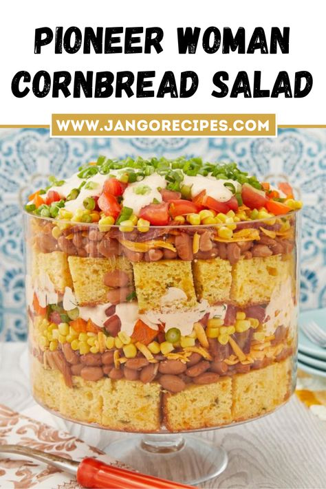 Side Dishes Pioneer Woman, Cornbread Salad Recipe Southern, Cornbread Salad Trisha Yearwood, Pioneer Woman Cornbread, Cornbread Salad Recipe, Salad Potluck, Southern Cornbread Salad, Pioneer Woman Recipes Dinner, Cornbread Southern