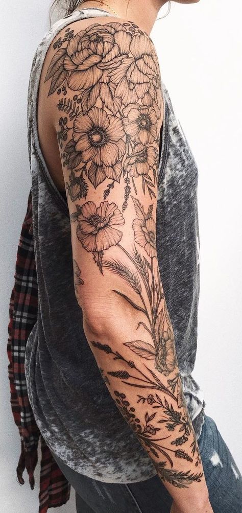 38+ Best Sleeve Tattoo Designs for Women and Men - Womensays.com Women Blog Women’s Sleeves, Flower Sleeve Tattoo Designs, Flower Sleeve Tattoo Women, Women’s Half Sleeve, Women’s Arm Sleeve Tattoos, Woman’s Half Sleeve Tattoo, Floral Arm Sleeve Tattoos For Women, Flower Sleeves For Women Tattoo, Arm Sleeve Tattoos For Women Meaningful