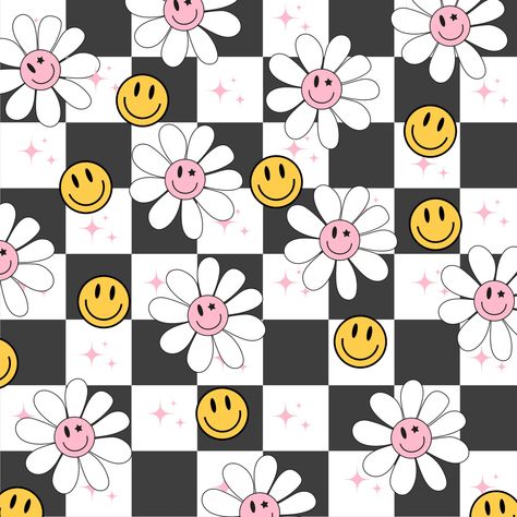 12x12 seamless print Western Smiley Face Wallpaper, Checkered Illustration, Smiley Illustration, Canva Slides, Smiley Stickers, Baddie Art, Canva Wallpaper, Teacher Wallpaper, Journal Background