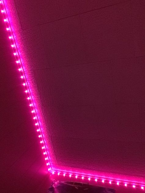 Led Pink Light, Pink Led Lights Aesthetic, Les Lights, Led Lights Bedroom Ceiling, Light Pink Rooms, Character Bedroom, Pink Led Lights, Pink Lights, Girl Heaven