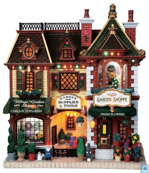 Miscellaneous - Lemax - Village Garden Shoppe Village Garden, Xmas Village, Lego Winter, Village Ideas, Lemax Village, Lemax Christmas Village, Lego Buildings, Lemax Christmas, Village Christmas