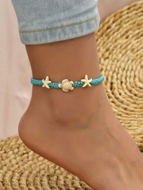 Turtle Bracelet Diy, Turtle Anklet, Beachy Bracelets, Starfish Decor, Surf Jewelry, Sea Turtle Bracelet, Embellished Fashion, Turtle Bracelet, Women Anklets